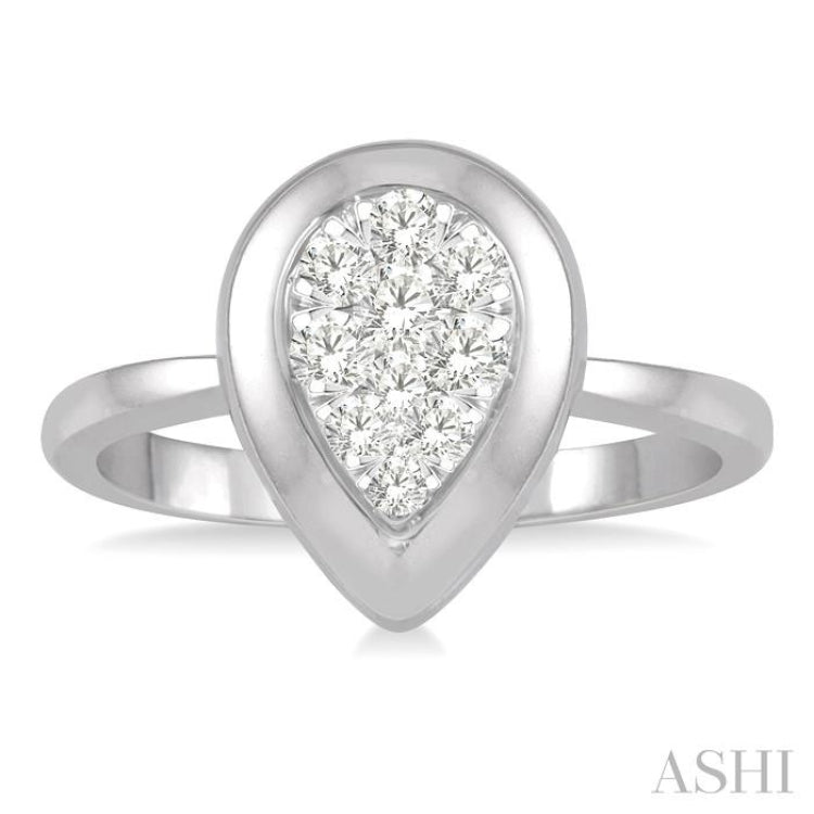 1/3 Ctw Pear Shape Diamond Lovebright Ring in 14K White Gold 1/3 Ctw Pear Shape Diamond Lovebright Ring in 14K White Gold