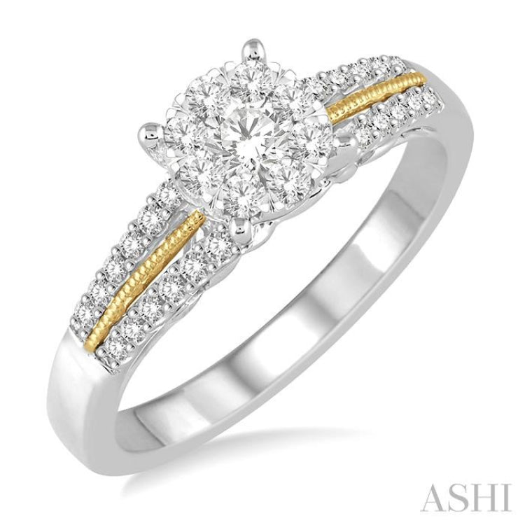 3/8 ctw Round Cut Diamond Lovebright Engagement Ring in 14K White and Yellow Gold 3/8 ctw Round Cut Diamond Lovebright Engagement Ring in 14K White and Yellow Gold