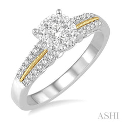 3/8 ctw Round Cut Diamond Lovebright Engagement Ring in 14K White and Yellow Gold 3/8 ctw Round Cut Diamond Lovebright Engagement Ring in 14K White and Yellow Gold