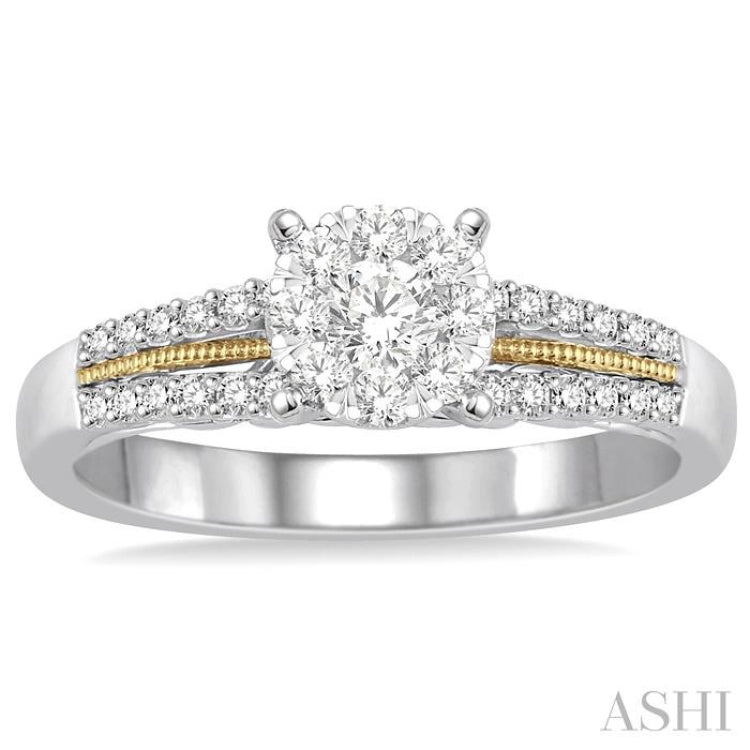 3/8 ctw Round Cut Diamond Lovebright Engagement Ring in 14K White and Yellow Gold 3/8 ctw Round Cut Diamond Lovebright Engagement Ring in 14K White and Yellow Gold
