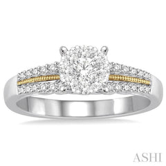 3/8 ctw Round Cut Diamond Lovebright Engagement Ring in 14K White and Yellow Gold 3/8 ctw Round Cut Diamond Lovebright Engagement Ring in 14K White and Yellow Gold