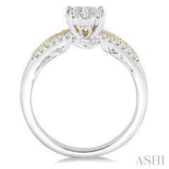 3/8 ctw Round Cut Diamond Lovebright Engagement Ring in 14K White and Yellow Gold 3/8 ctw Round Cut Diamond Lovebright Engagement Ring in 14K White and Yellow Gold