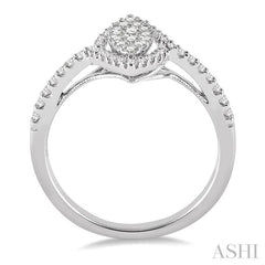 1/2 Ctw Marquise Shape Round Cut Diamond Lovebright Ring in 14K White Gold 1/2 Ctw Marquise Shape Round Cut Diamond Lovebright Ring in 14K White Gold