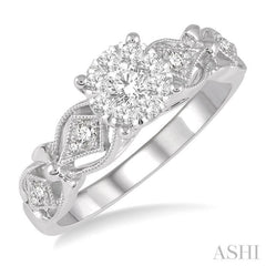 3/8 Ctw Circular Mount Lattice Lovebright Round Cut Diamond Ring in 14K White Gold 3/8 Ctw Circular Mount Lattice Lovebright Round Cut Diamond Ring in 14K White Gold