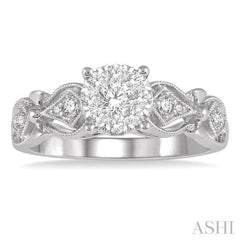 3/8 Ctw Circular Mount Lattice Lovebright Round Cut Diamond Ring in 14K White Gold 3/8 Ctw Circular Mount Lattice Lovebright Round Cut Diamond Ring in 14K White Gold