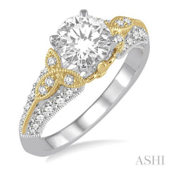 3/8 Ctw Round Cut Diamond Semi-Mount Engagement Ring in 14K White and Yellow Gold 3/8 Ctw Round Cut Diamond Semi-Mount Engagement Ring in 14K White and Yellow Gold