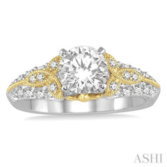 3/8 Ctw Round Cut Diamond Semi-Mount Engagement Ring in 14K White and Yellow Gold 3/8 Ctw Round Cut Diamond Semi-Mount Engagement Ring in 14K White and Yellow Gold