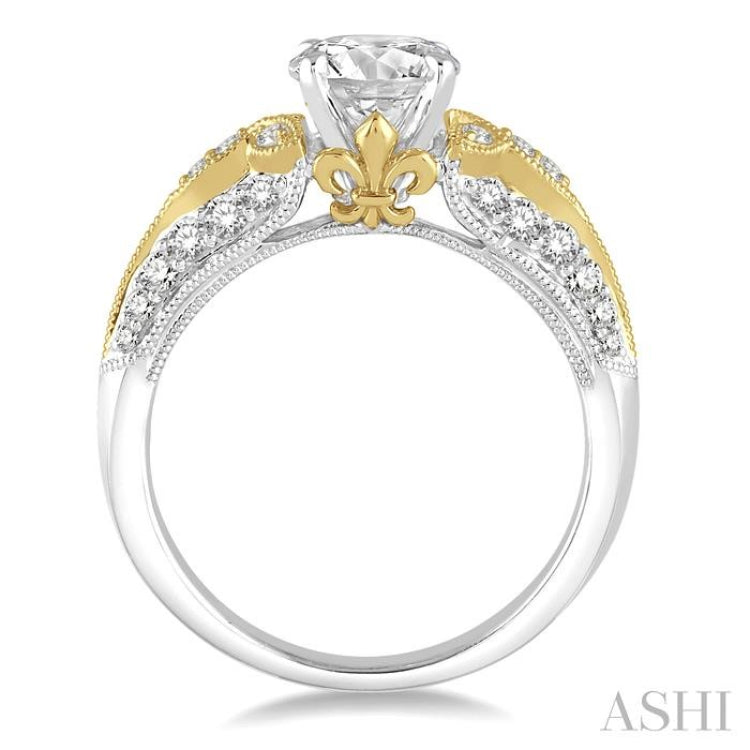3/8 Ctw Round Cut Diamond Semi-Mount Engagement Ring in 14K White and Yellow Gold 3/8 Ctw Round Cut Diamond Semi-Mount Engagement Ring in 14K White and Yellow Gold