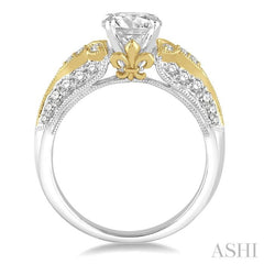3/8 Ctw Round Cut Diamond Semi-Mount Engagement Ring in 14K White and Yellow Gold 3/8 Ctw Round Cut Diamond Semi-Mount Engagement Ring in 14K White and Yellow Gold
