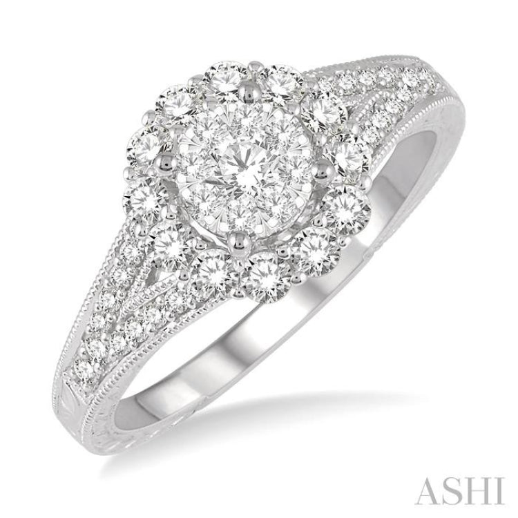 5/8 Ctw Diamond Lovebright Engagement Ring in 14K White Gold 5/8 Ctw Diamond Lovebright Engagement Ring in 14K White Gold