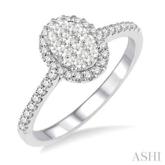 1/2 ctw Oval Shape Diamond Lovebright Ring in 14K White Gold 1/2 ctw Oval Shape Diamond Lovebright Ring in 14K White Gold