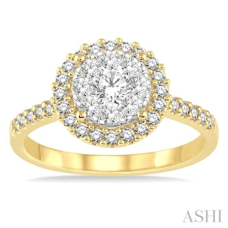 3/4 ctw Round Shape Diamond Lovebright Ring in 14K yellow and White Gold 3/4 ctw Round Shape Diamond Lovebright Ring in 14K yellow and White Gold