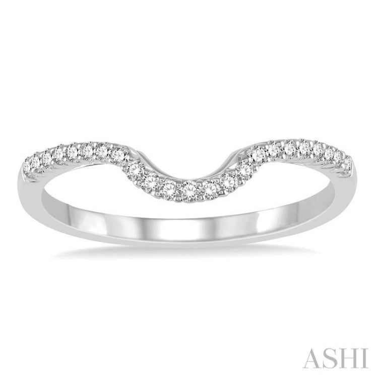 1/6 ctw Deep Curve Center Round Cut Diamond Wedding Band in 14K White Gold 1/6 ctw Deep Curve Center Round Cut Diamond Wedding Band in 14K White Gold