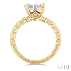 1 1/2 Ctw Lovebright Circular Shaped Round Cut Diamond Engagement Ring in 14K Yellow and White Gold 1 1/2 Ctw Lovebright Circular Shaped Round Cut Diamond Engagement Ring in 14K Yellow and White Gold