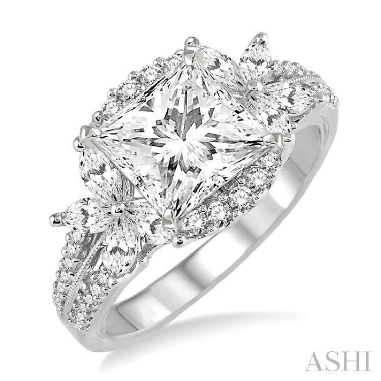 7/8 Ctw Diamond Semi-mount Engagement Ring in 14K White Gold 7/8 Ctw Diamond Semi-mount Engagement Ring in 14K White Gold