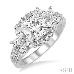 7/8 Ctw Diamond Semi-mount Engagement Ring in 14K White Gold 7/8 Ctw Diamond Semi-mount Engagement Ring in 14K White Gold