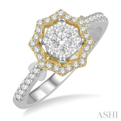 1/2 Ctw Star Shape Lovebright Round Cut Diamond Ring in 14K White and Yellow Gold 1/2 Ctw Star Shape Lovebright Round Cut Diamond Ring in 14K White and Yellow Gold