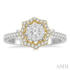 1/2 Ctw Star Shape Lovebright Round Cut Diamond Ring in 14K White and Yellow Gold 1/2 Ctw Star Shape Lovebright Round Cut Diamond Ring in 14K White and Yellow Gold