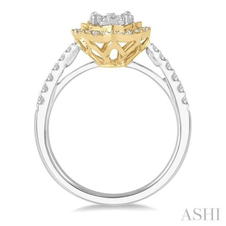1/2 Ctw Star Shape Lovebright Round Cut Diamond Ring in 14K White and Yellow Gold 1/2 Ctw Star Shape Lovebright Round Cut Diamond Ring in 14K White and Yellow Gold
