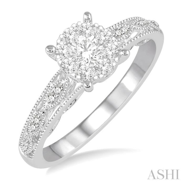 1/3 ctw Round Cut Diamond Lovebright Engagement Ring in 14K White Gold 1/3 ctw Round Cut Diamond Lovebright Engagement Ring in 14K White Gold