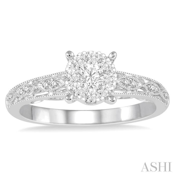 1/3 ctw Round Cut Diamond Lovebright Engagement Ring in 14K White Gold 1/3 ctw Round Cut Diamond Lovebright Engagement Ring in 14K White Gold
