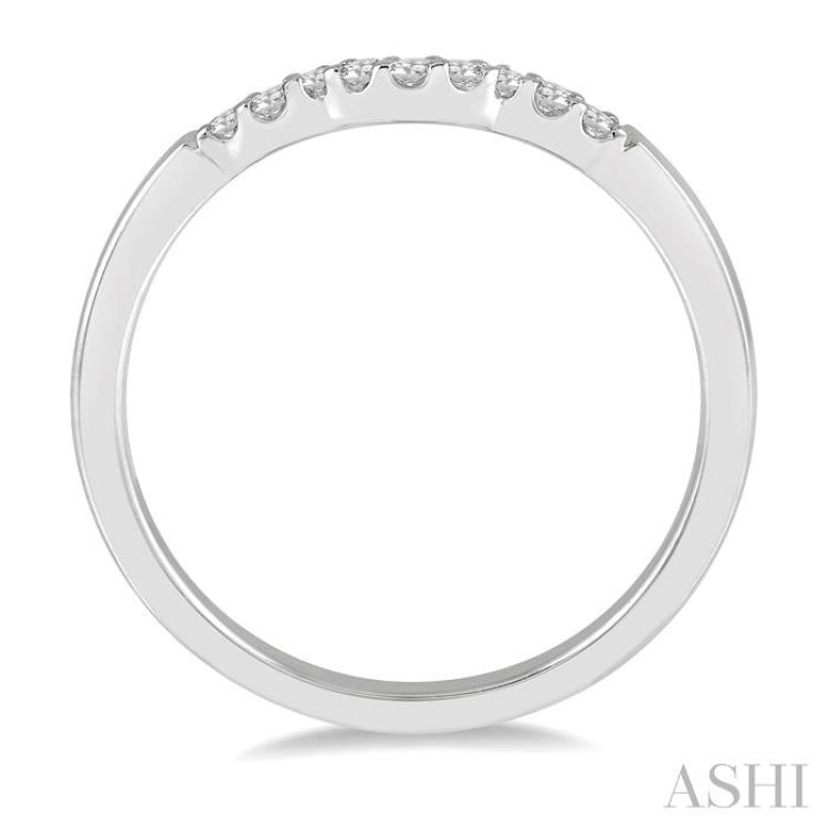 1/10 Ctw Waves Center Round Cut Diamond Wedding Band in 14K White Gold 1/10 Ctw Waves Center Round Cut Diamond Wedding Band in 14K White Gold