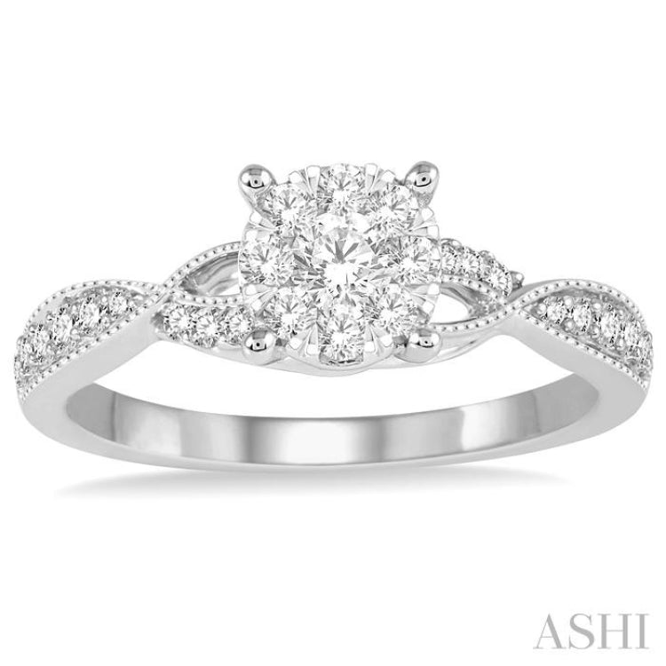1/2 ctw Round Cut Diamond Lovebright Engagement Ring in 14K White Gold 1/2 ctw Round Cut Diamond Lovebright Engagement Ring in 14K White Gold