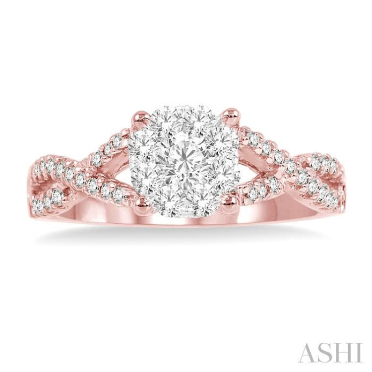 1/3 ctw Lovebright Round Cut Diamond Engagement Ring in 14K Rose and White Gold 1/3 ctw Lovebright Round Cut Diamond Engagement Ring in 14K Rose and White Gold