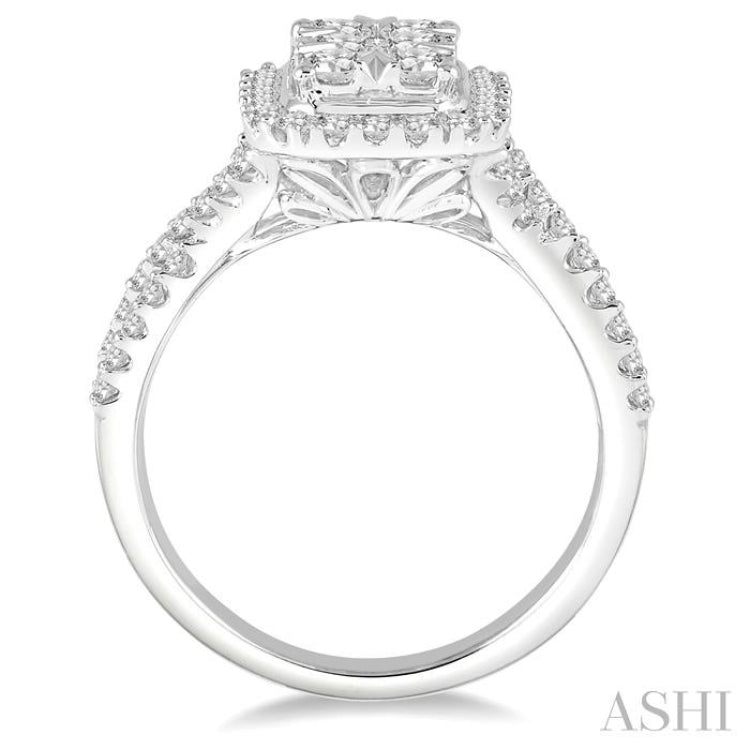 7/8 Ctw Round Cut Diamond Octagon Shape Lovebright Ring in 14K White Gold 7/8 Ctw Round Cut Diamond Octagon Shape Lovebright Ring in 14K White Gold