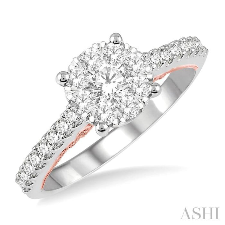 3/4 Ctw Round Diamond Lovebright Vintage Solitaire Style Engagement Ring in 14K White and Rose Gold 3/4 Ctw Round Diamond Lovebright Vintage Solitaire Style Engagement Ring in 14K White and Rose Gold