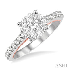 3/4 Ctw Round Diamond Lovebright Vintage Solitaire Style Engagement Ring in 14K White and Rose Gold 3/4 Ctw Round Diamond Lovebright Vintage Solitaire Style Engagement Ring in 14K White and Rose Gold