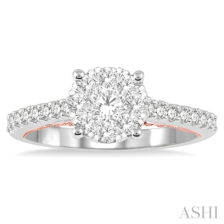 3/4 Ctw Round Diamond Lovebright Vintage Solitaire Style Engagement Ring in 14K White and Rose Gold 3/4 Ctw Round Diamond Lovebright Vintage Solitaire Style Engagement Ring in 14K White and Rose Gold