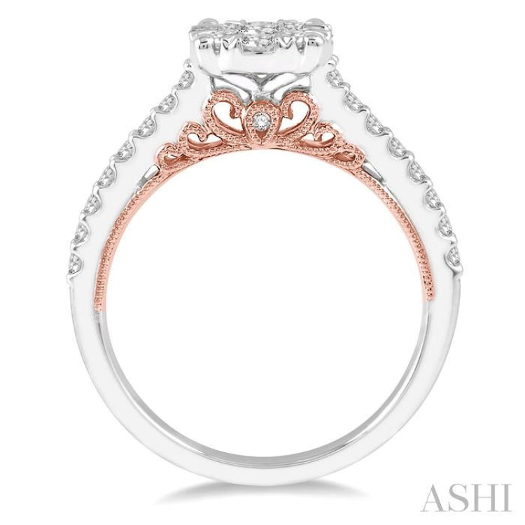 3/4 Ctw Round Diamond Lovebright Vintage Solitaire Style Engagement Ring in 14K White and Rose Gold 3/4 Ctw Round Diamond Lovebright Vintage Solitaire Style Engagement Ring in 14K White and Rose Gold
