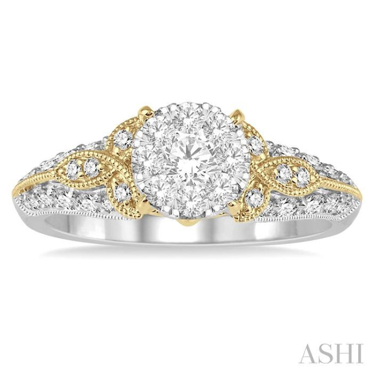 3/4 Ctw Round Diamond Lovebright Vintage Inspired Engagement Ring in 14K White and Yellow Gold 3/4 Ctw Round Diamond Lovebright Vintage Inspired Engagement Ring in 14K White and Yellow Gold