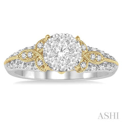 3/4 Ctw Round Diamond Lovebright Vintage Inspired Engagement Ring in 14K White and Yellow Gold 3/4 Ctw Round Diamond Lovebright Vintage Inspired Engagement Ring in 14K White and Yellow Gold