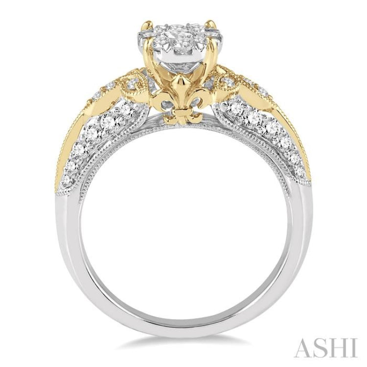3/4 Ctw Round Diamond Lovebright Vintage Inspired Engagement Ring in 14K White and Yellow Gold 3/4 Ctw Round Diamond Lovebright Vintage Inspired Engagement Ring in 14K White and Yellow Gold
