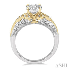 3/4 Ctw Round Diamond Lovebright Vintage Inspired Engagement Ring in 14K White and Yellow Gold 3/4 Ctw Round Diamond Lovebright Vintage Inspired Engagement Ring in 14K White and Yellow Gold
