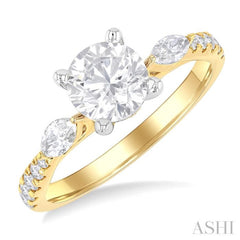 3/8 Ctw Marquise and Round Cut Diamond Semi-Mount Engagement Ring in 14K Yellow and White Gold 3/8 Ctw Marquise and Round Cut Diamond Semi-Mount Engagement Ring in 14K Yellow and White Gold