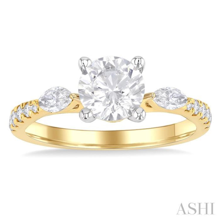3/8 Ctw Marquise and Round Cut Diamond Semi-Mount Engagement Ring in 14K Yellow and White Gold 3/8 Ctw Marquise and Round Cut Diamond Semi-Mount Engagement Ring in 14K Yellow and White Gold