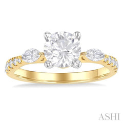 3/8 Ctw Marquise and Round Cut Diamond Semi-Mount Engagement Ring in 14K Yellow and White Gold 3/8 Ctw Marquise and Round Cut Diamond Semi-Mount Engagement Ring in 14K Yellow and White Gold