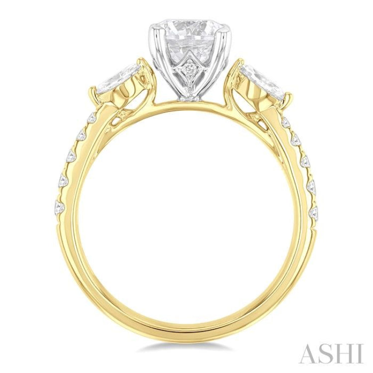 3/8 Ctw Marquise and Round Cut Diamond Semi-Mount Engagement Ring in 14K Yellow and White Gold 3/8 Ctw Marquise and Round Cut Diamond Semi-Mount Engagement Ring in 14K Yellow and White Gold