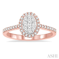 1/2 ctw Oval Shape Diamond Lovebright Ring in 14K Rose and White Gold 1/2 ctw Oval Shape Diamond Lovebright Ring in 14K Rose and White Gold