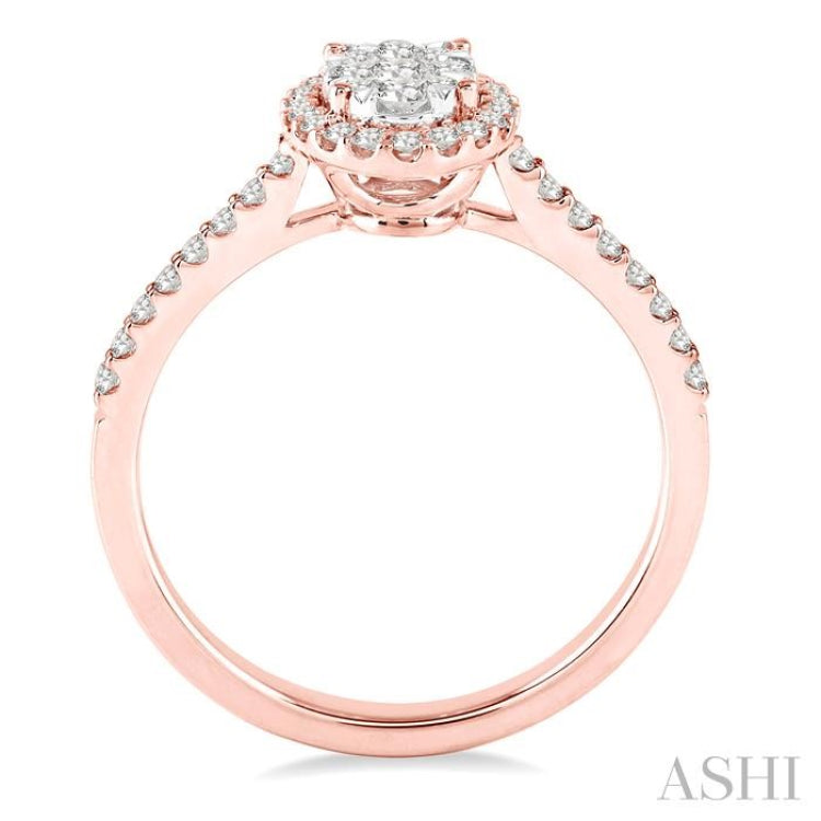 1/2 ctw Oval Shape Diamond Lovebright Ring in 14K Rose and White Gold 1/2 ctw Oval Shape Diamond Lovebright Ring in 14K Rose and White Gold