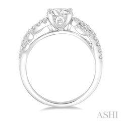 3/4 Ctw Criss Cross Shank Round Cut Diamond Engagement Ring with 1/2 Ct Round Cut Center Stone in 14K White Gold 3/4 Ctw Criss Cross Shank Round Cut Diamond Engagement Ring with 1/2 Ct Round Cut Center Stone in 14K White Gold