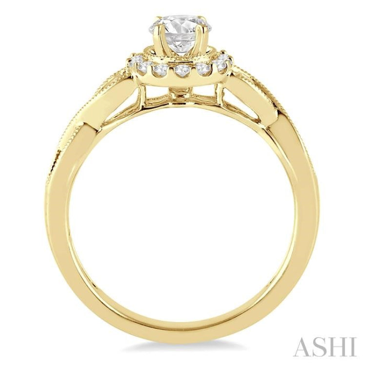 1/2 ctw Diamond Engagement Ring with 1/5 ct Round Cut Center Stone in 14K Yellow Gold 1/2 ctw Diamond Engagement Ring with 1/5 ct Round Cut Center Stone in 14K Yellow Gold