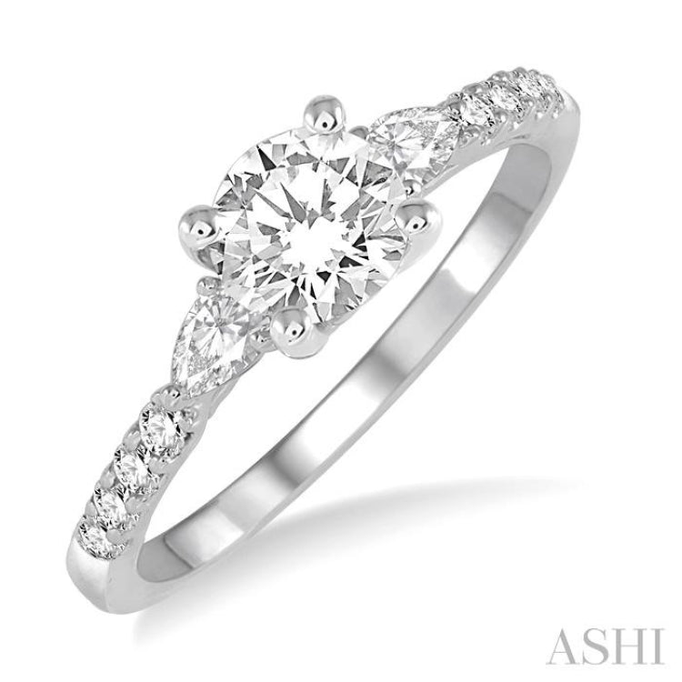 3/8 Ctw Circular Shape Pear & Round Cut Diamond Semi-Mount Engagement Ring in 14K White Gold 3/8 Ctw Circular Shape Pear & Round Cut Diamond Semi-Mount Engagement Ring in 14K White Gold