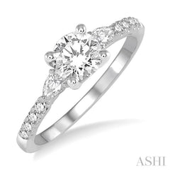 3/8 Ctw Circular Shape Pear & Round Cut Diamond Semi-Mount Engagement Ring in 14K White Gold 3/8 Ctw Circular Shape Pear & Round Cut Diamond Semi-Mount Engagement Ring in 14K White Gold