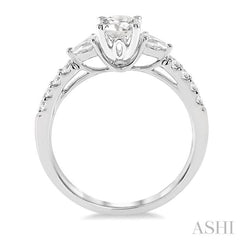 3/8 Ctw Circular Shape Pear & Round Cut Diamond Semi-Mount Engagement Ring in 14K White Gold 3/8 Ctw Circular Shape Pear & Round Cut Diamond Semi-Mount Engagement Ring in 14K White Gold
