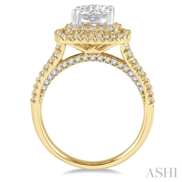 3/4 ctw Cushion Shape Round Cut Diamond Semi-Mount Engagement Ring in 14K Yellow and White Gold 3/4 ctw Cushion Shape Round Cut Diamond Semi-Mount Engagement Ring in 14K Yellow and White Gold