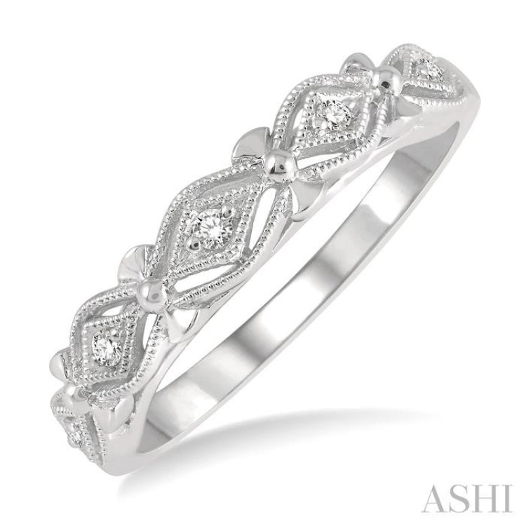 1/20 Ctw Diamond Shape Mount Round Cut Diamond Wedding Band in 14K White Gold 1/20 Ctw Diamond Shape Mount Round Cut Diamond Wedding Band in 14K White Gold
